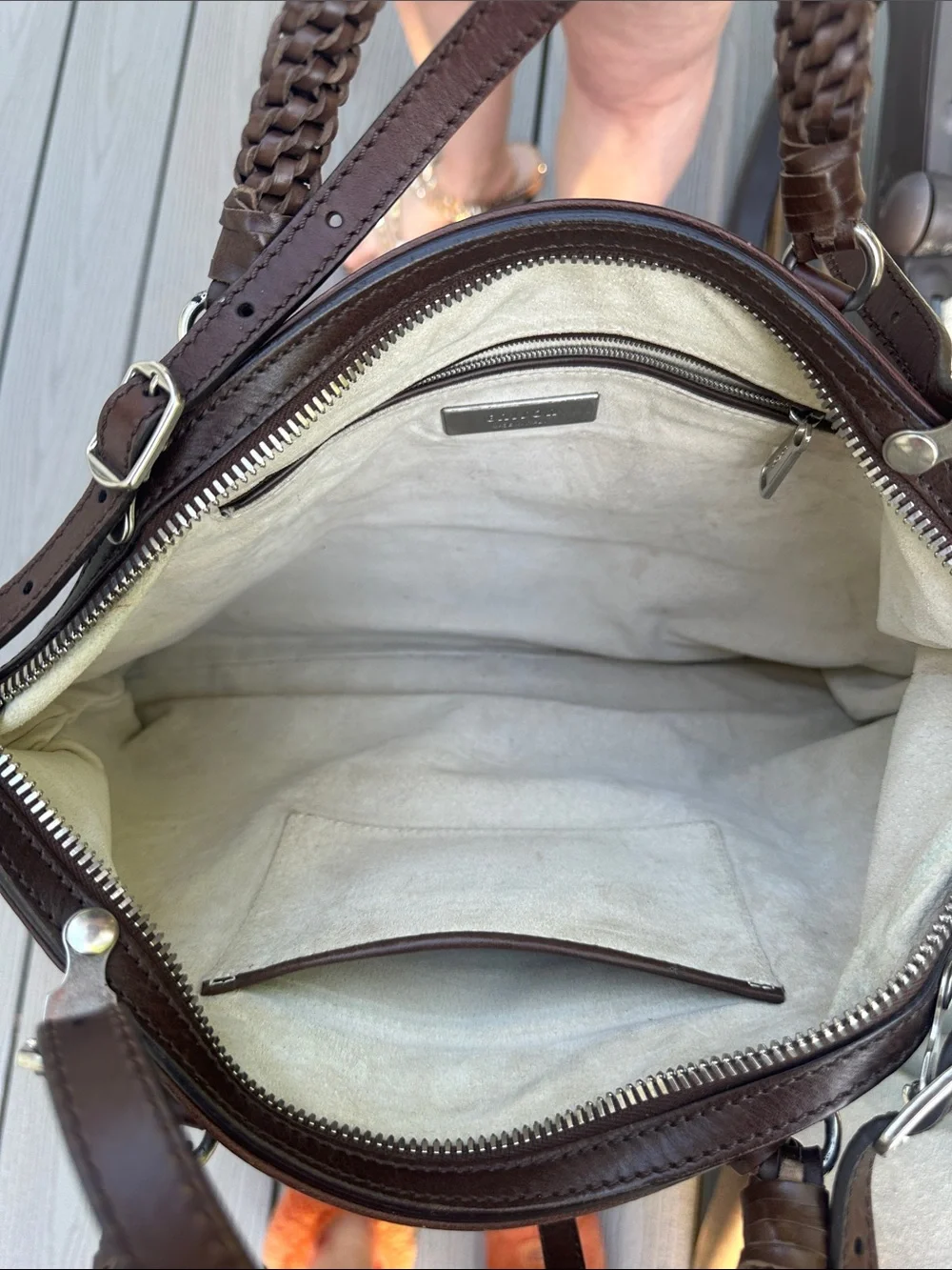 Gryson Classic Brown Braided-Handle Leather Tote